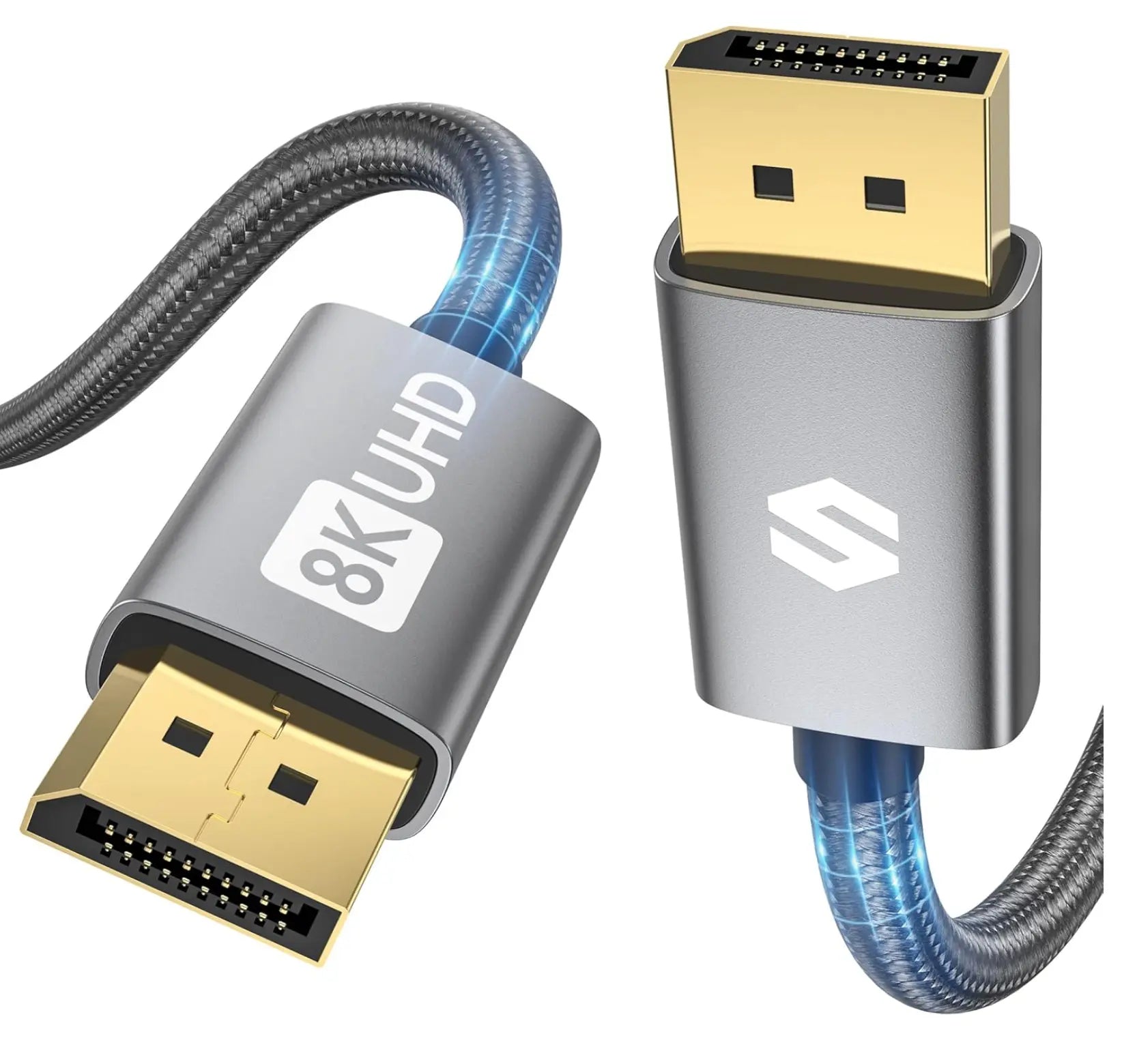 Silkland 8K Câble DisplayPort 1.4 50cm, 4K@144Hz/165Hz 2K@240Hz, 8K@60Hz, Câble DP mit 32.4Gbps, HDR, ARC, G-Sync & Free-Sync, DSC 1.2, Câble DP 1.4 pour 240Hz Moniteur Gaming, PC, Carte Graphique LPSIMU