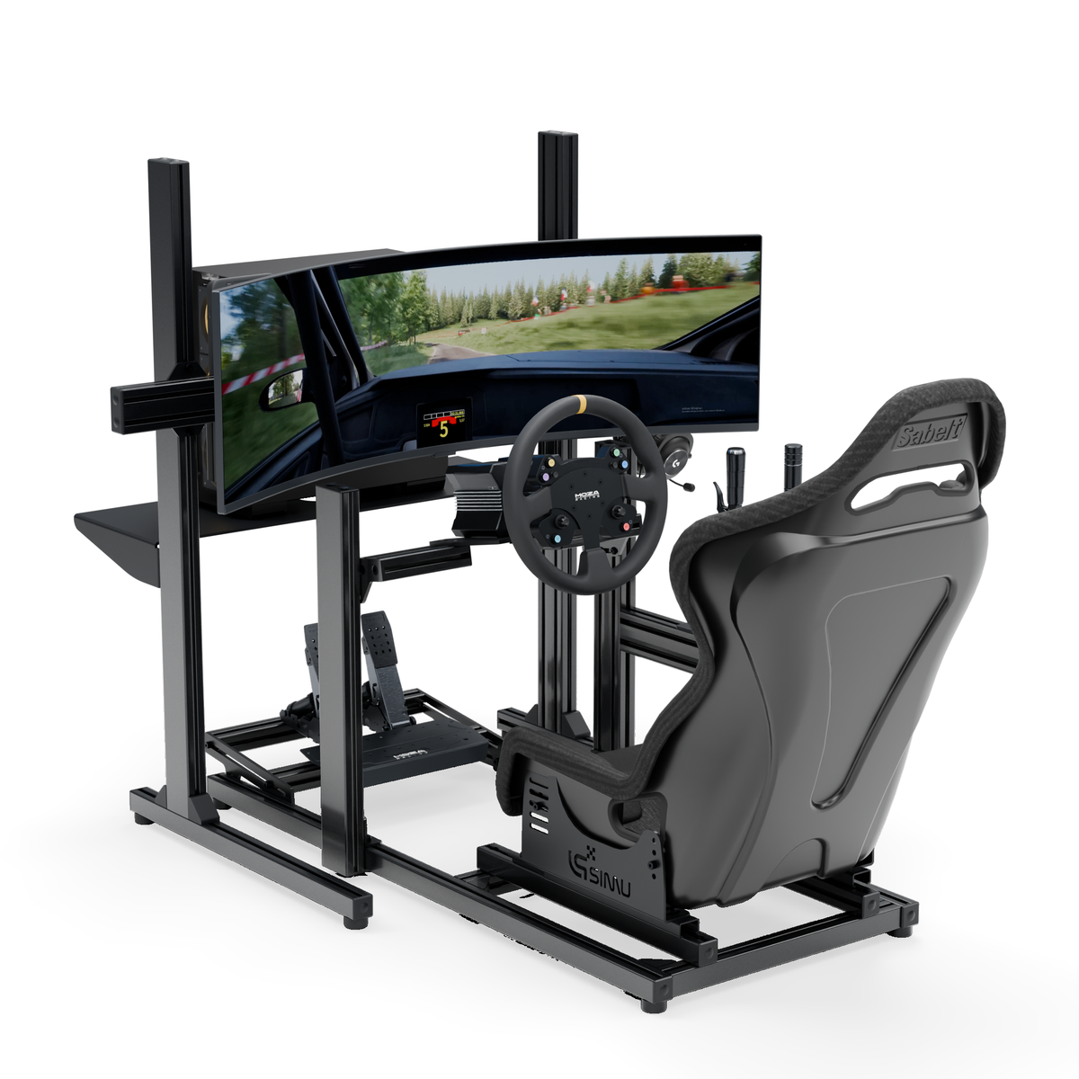 LPSIMU LP1 Rally simulator, overall view of the rally cockpit from the left