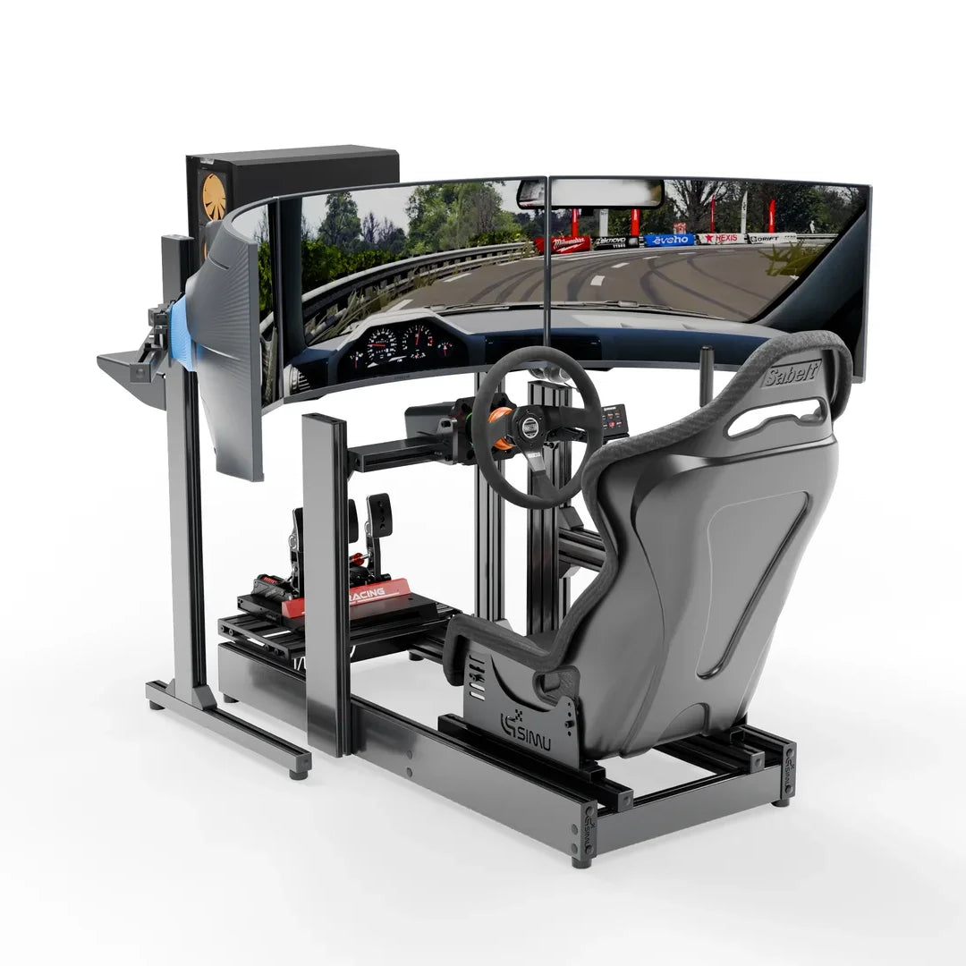 LPSIMU LP3 drift racing simulator, three-quarter front left view