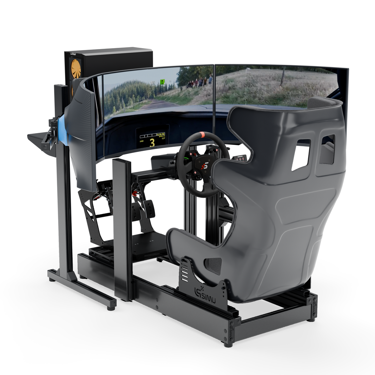 LPSIMU LP3 EVO Rally simulator, overall view of the rally cockpit from the left