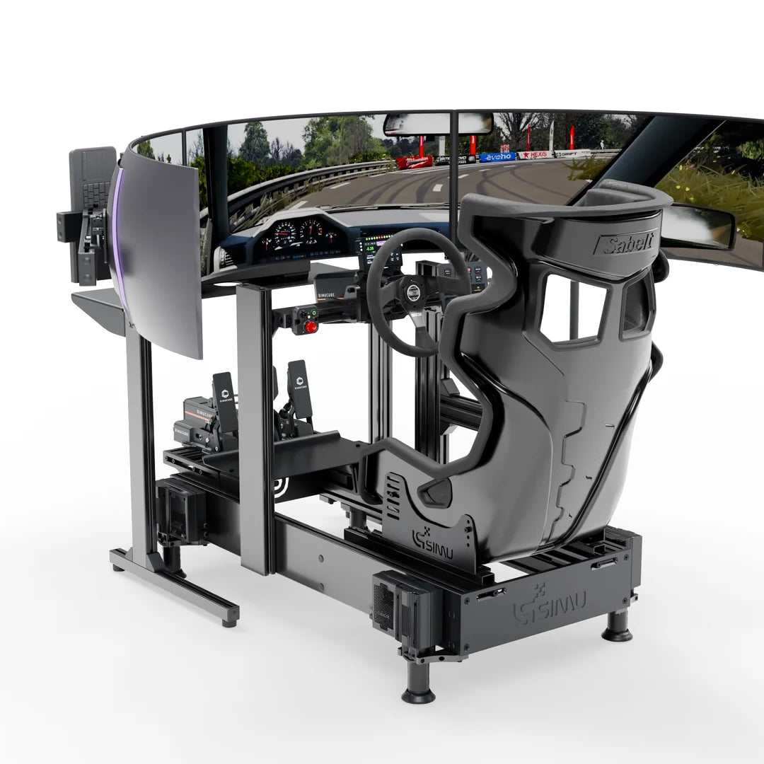 LPSIMU LP4 Pro Motion Drift racing simulator, front left three-quarter view