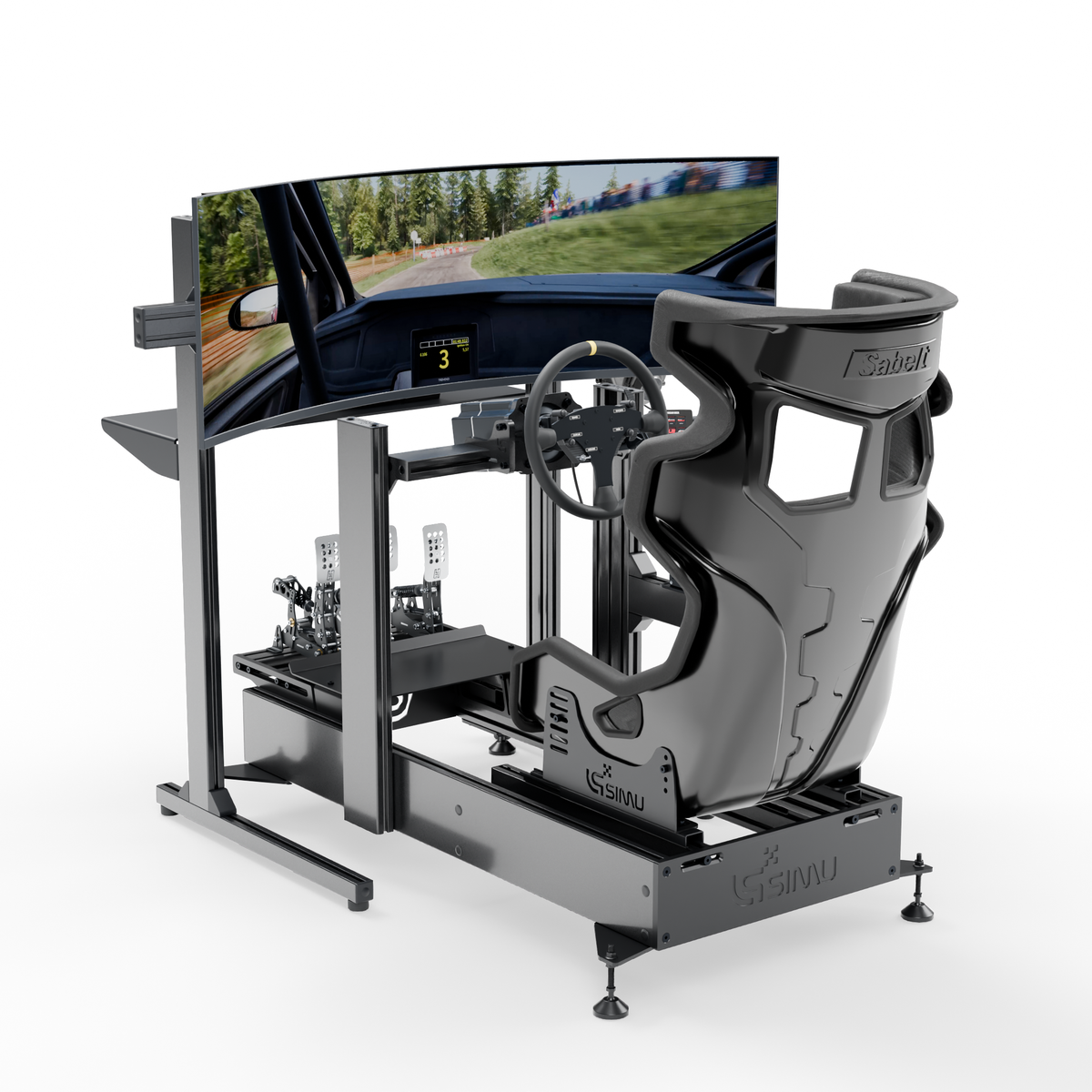 LPSIMU LP4 Rally simulator, overall view of the rally cockpit from the left