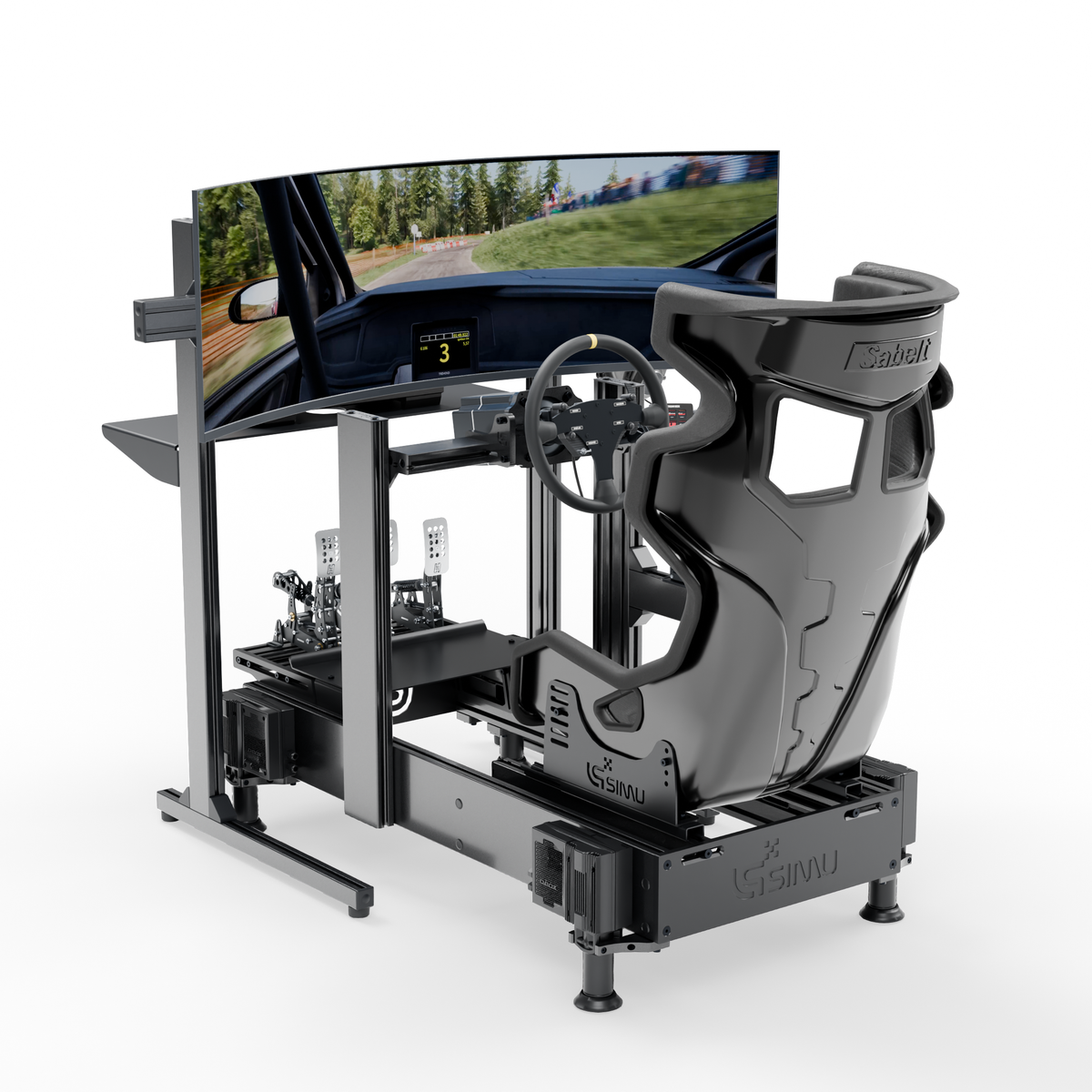 LPSIMU LP4 MOTION Rally simulator, overall view of the rally cockpit from the left