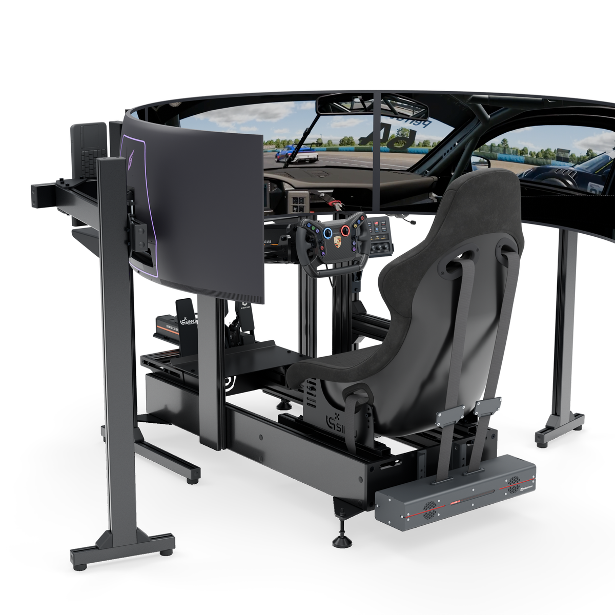 LPSIMU LP5 GT racing simulator, left three-quarter view