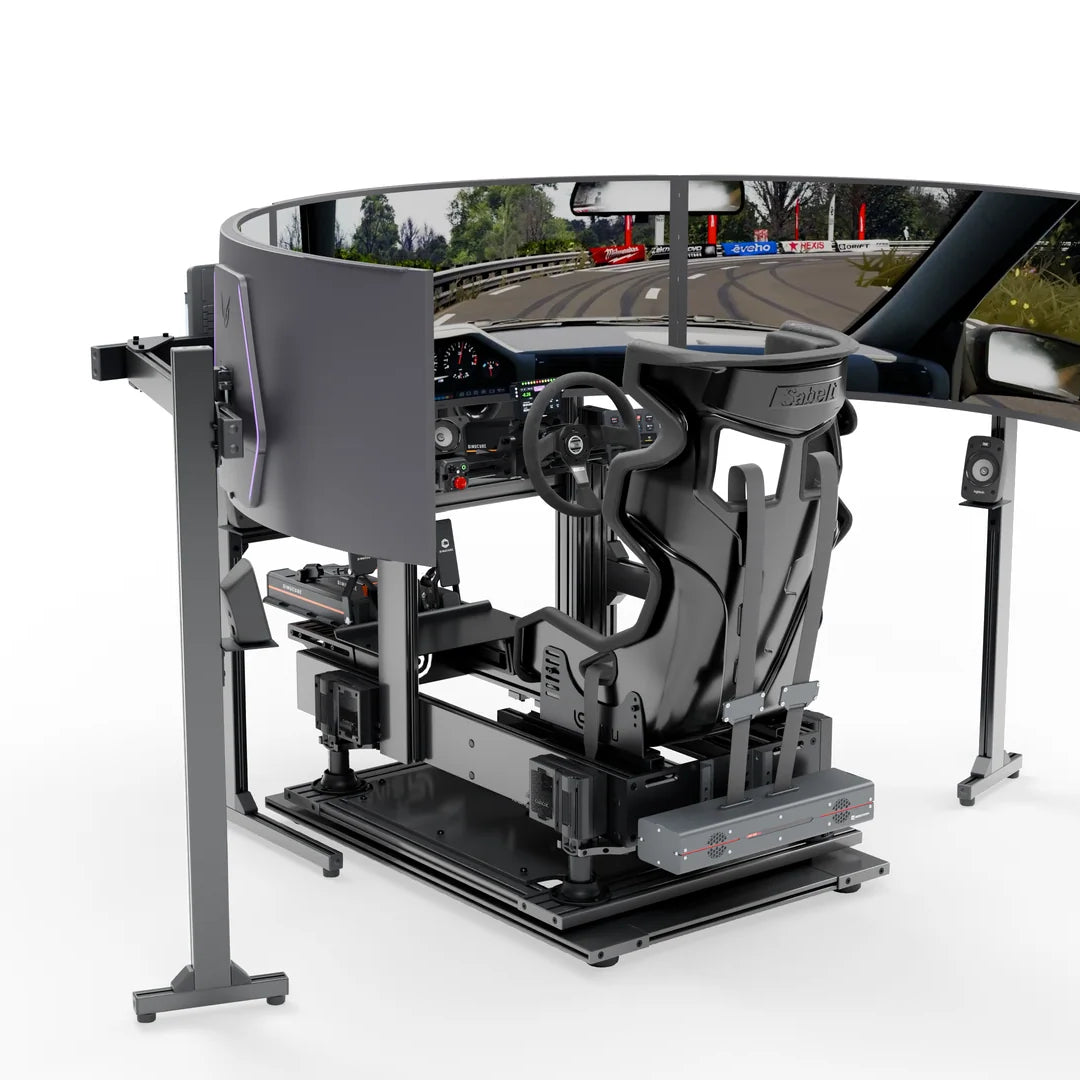 LPSIMU LP6 Motion Drift racing simulator, front left three-quarter view
