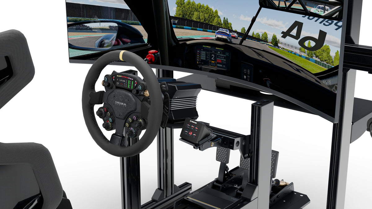 Simulateur de pilotage LPSIMU LP2, volant et commandes, vue droite