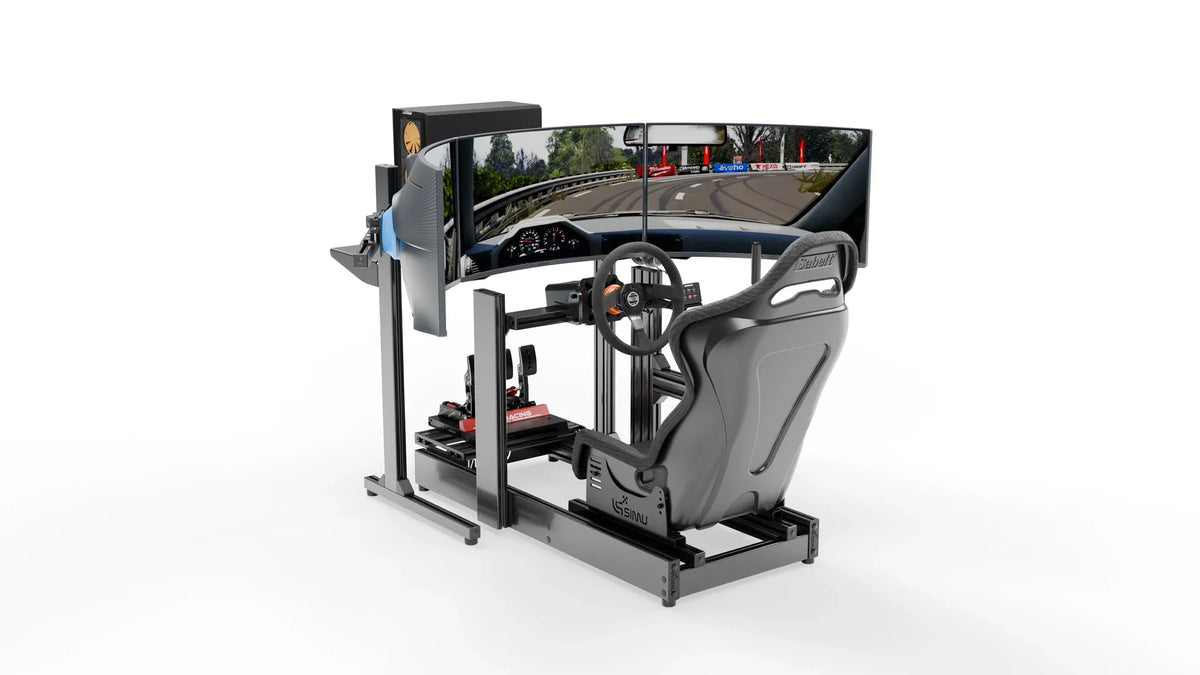 LPSIMU LP3 drift racing simulator, three-quarter front left view
