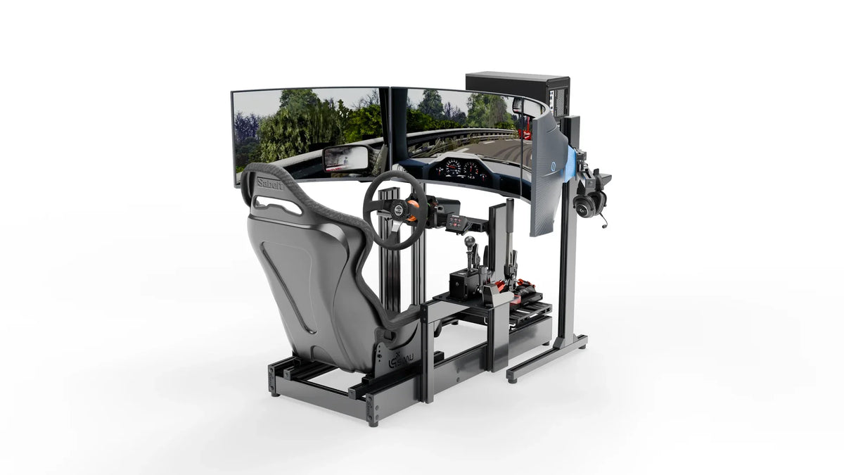 LPSIMU LP3 drift racing simulator, three-quarter front right view