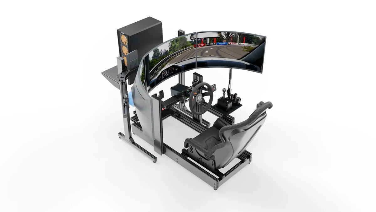 LPSIMU LP3 drift racing simulator, high angle left view