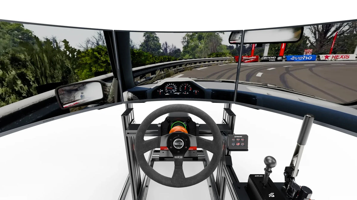 LPSIMU LP3 drift racing simulator, driver's viewpoint
