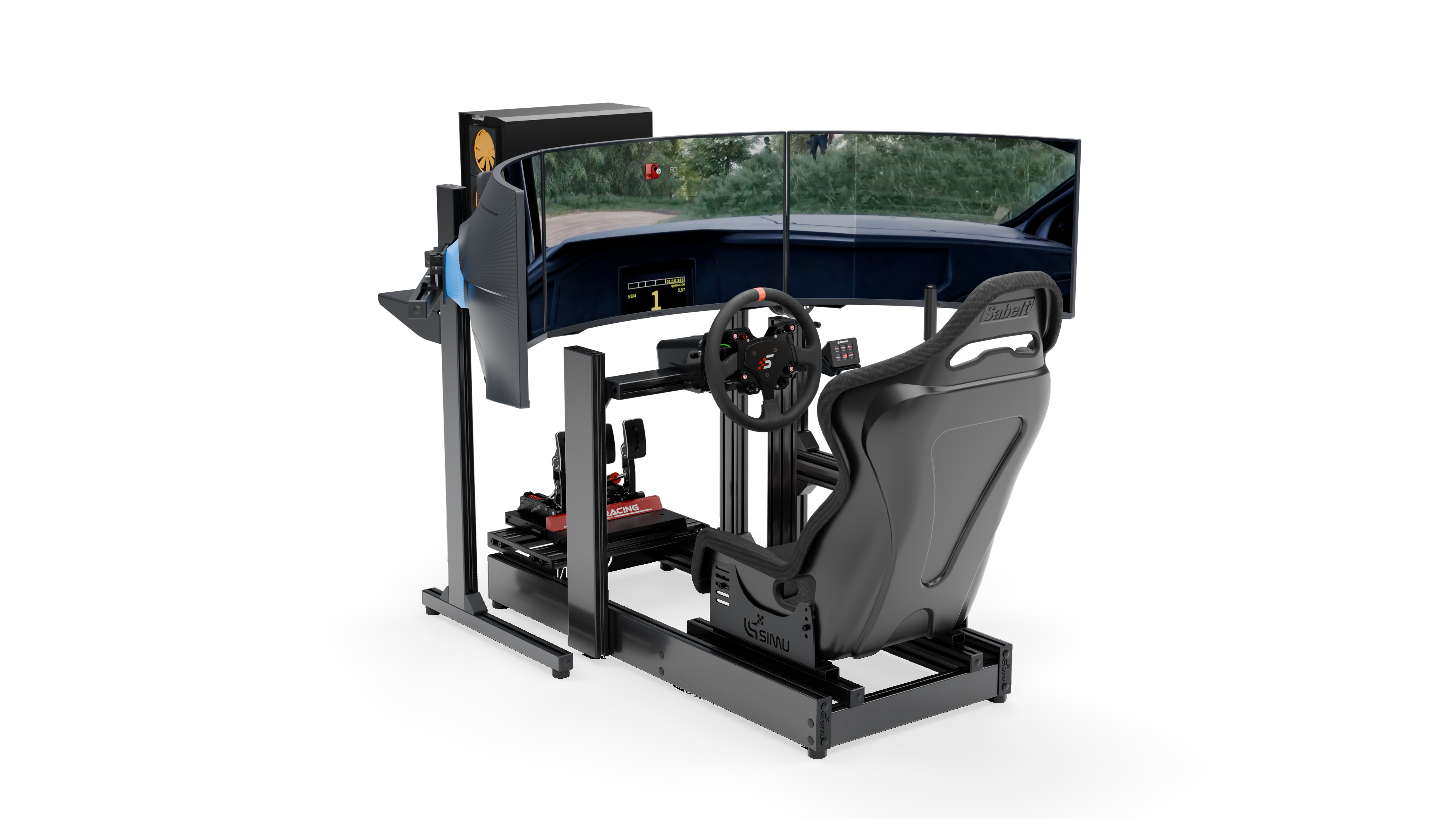 LPSIMU LP3 Rally simulator, overall view of the rally cockpit from the left