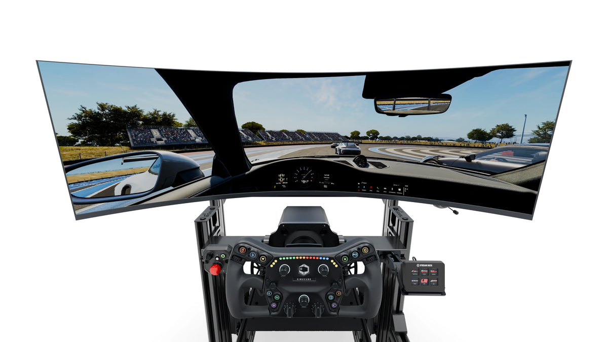 Driver’s view of the 57-inch Samsung panoramic screen on the LP4 GT EVO MOTION