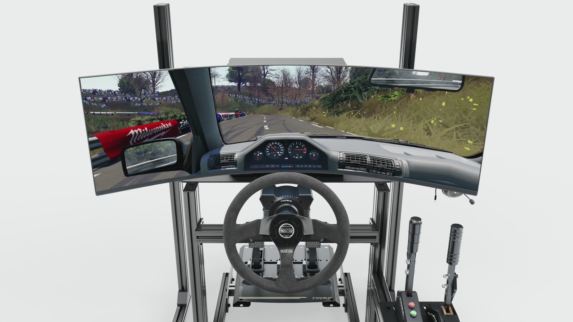 Vidéo onboard LP1 Drift : BMW E36 en session de drift, vue sur écran incurvé